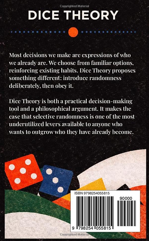 Back cover: Dice Theory book description and illustration